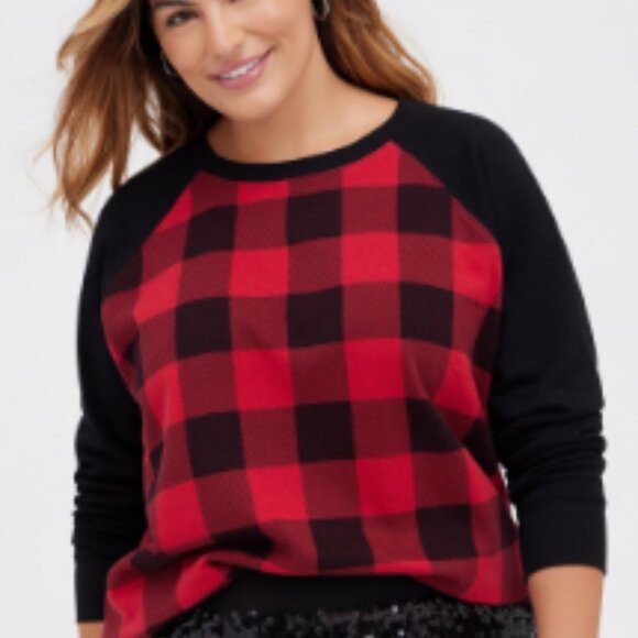 NWT - TORRID Classic Fit Red Plaid Sweatshirt - Sz 2X - Picture 3 of 7